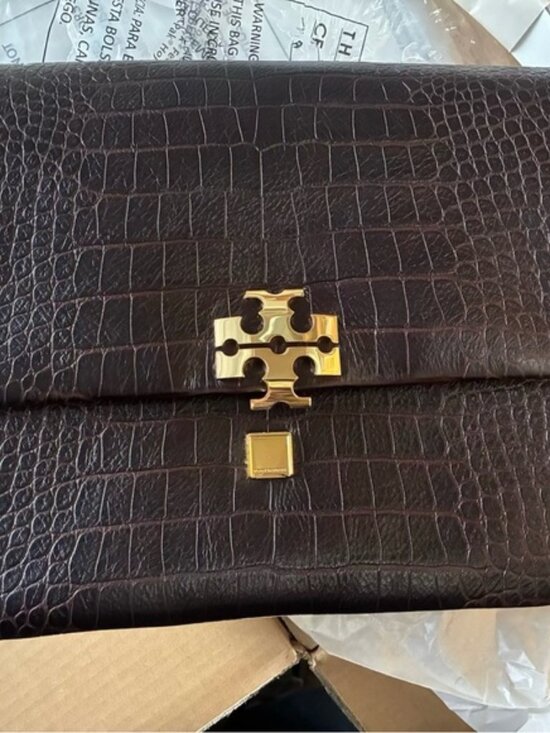 Tory Burch Handbags - Tory Burch CHARLIE RUNWAY CROC-EMBOSSED SHOULDER BAG